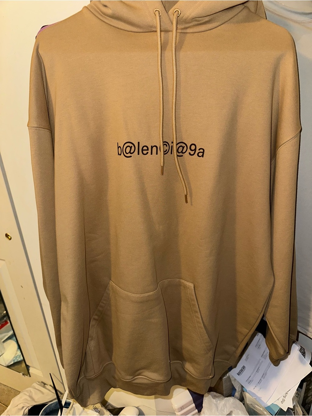 Balenciaga Tan Logo Hoodie Sweatshirt
